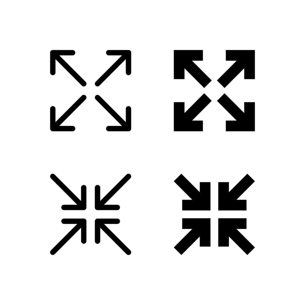 pantalla completa y salida pantalla completa icono colección para aplicación y web ui diseño vector