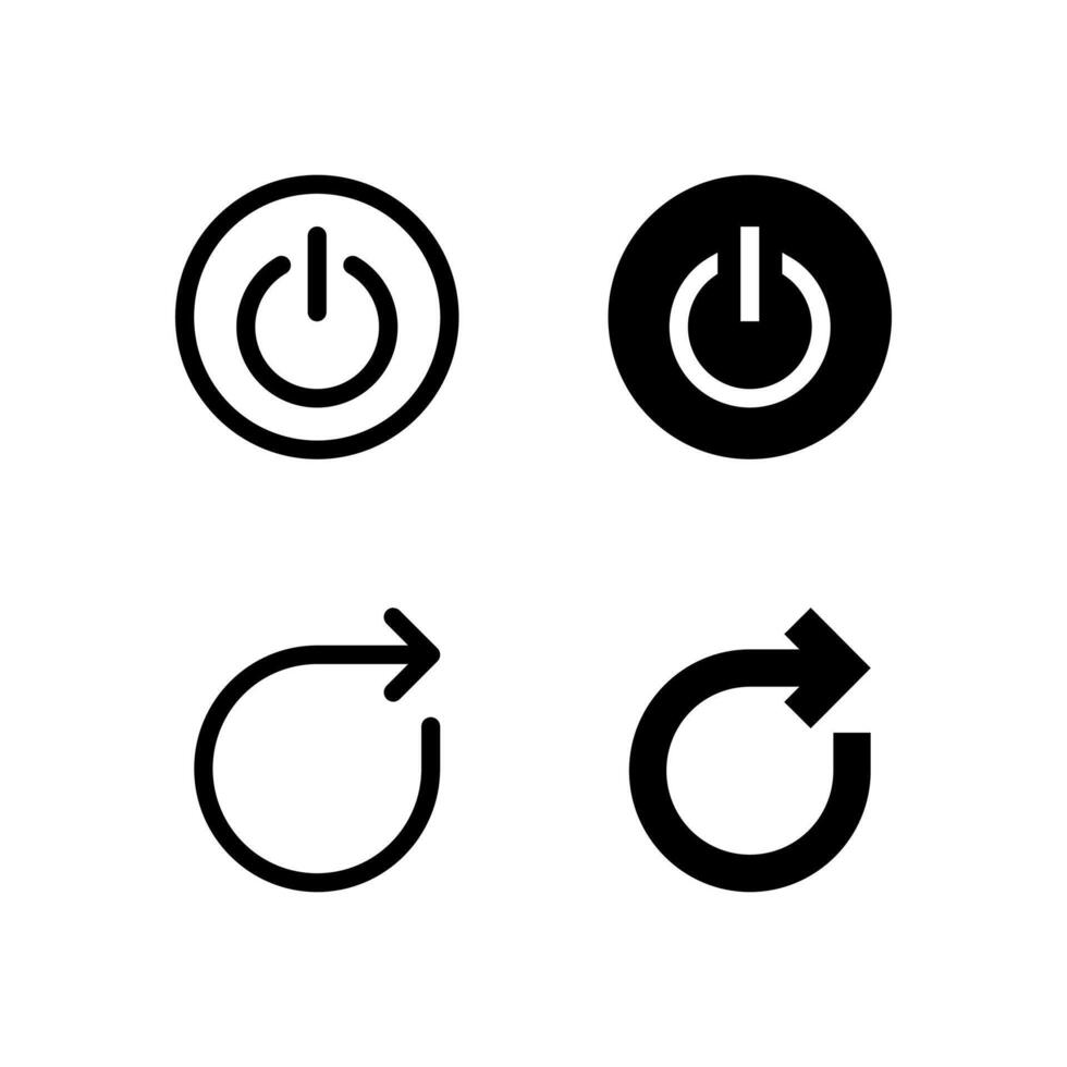 poder botón y reiniciar icono colección para aplicación y web ui diseño vector