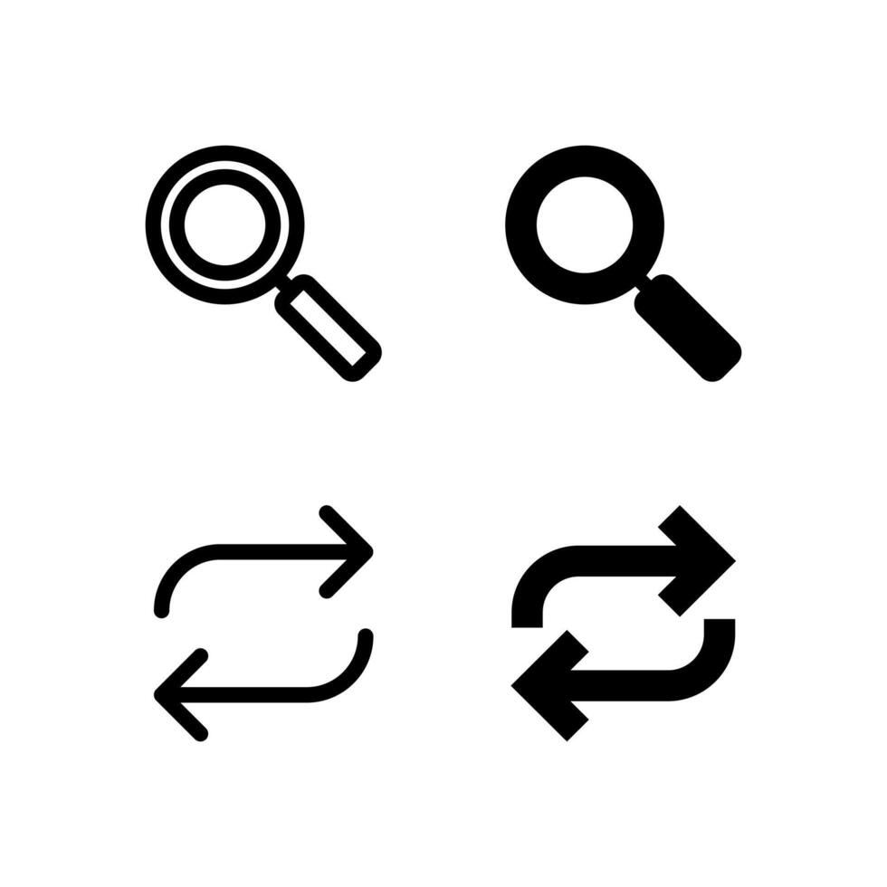 Search and Refresh Icons Solid and Line for Dashboard and Interface Projects vector