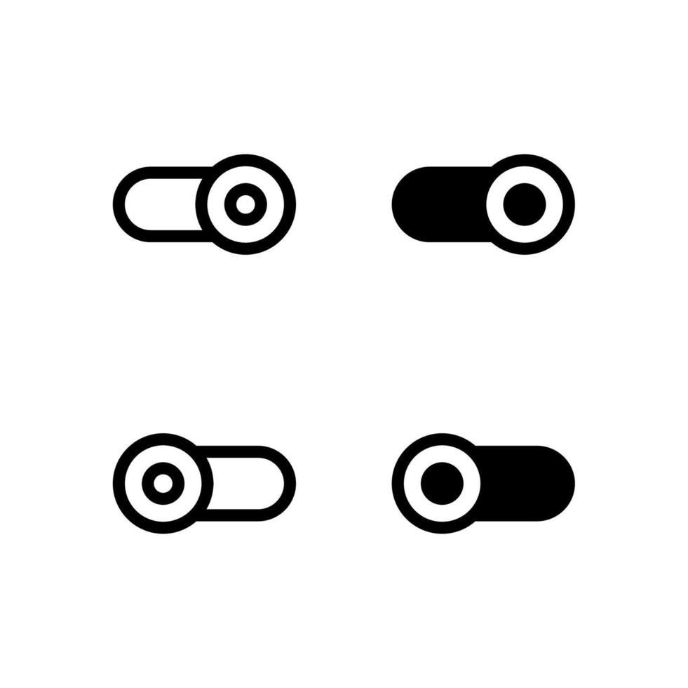 UI Toggle On and Toggle Off Icon Collection Line and Solid for App Design vector