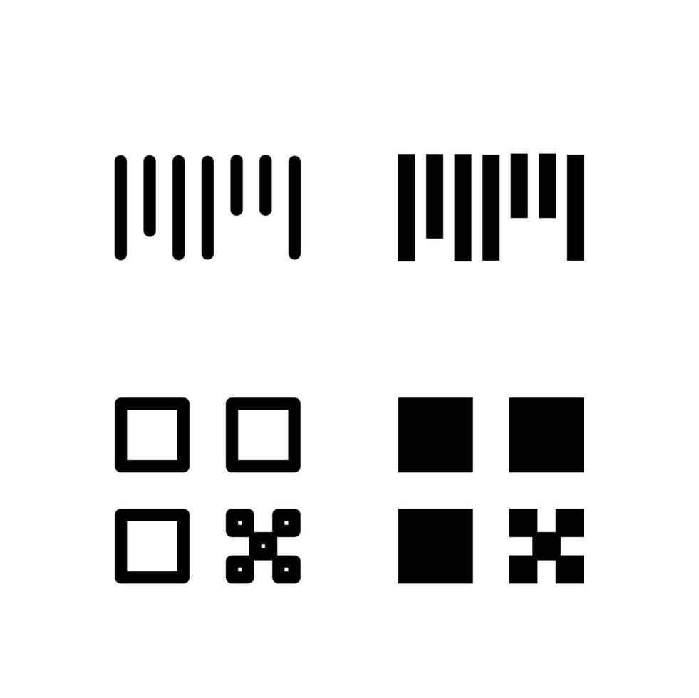 UI Barcode and QR Code Line and Solid Icons for Tools and System vector