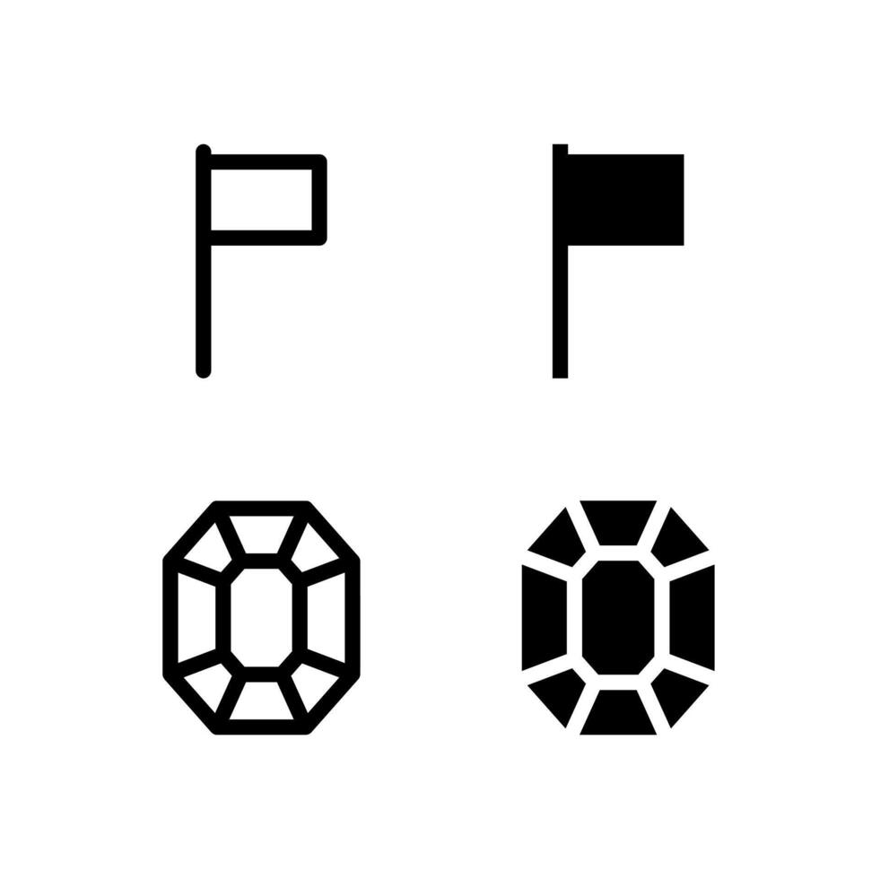 Creative Flag and Diamond Icon Set for Modern Interface and UX Design vector