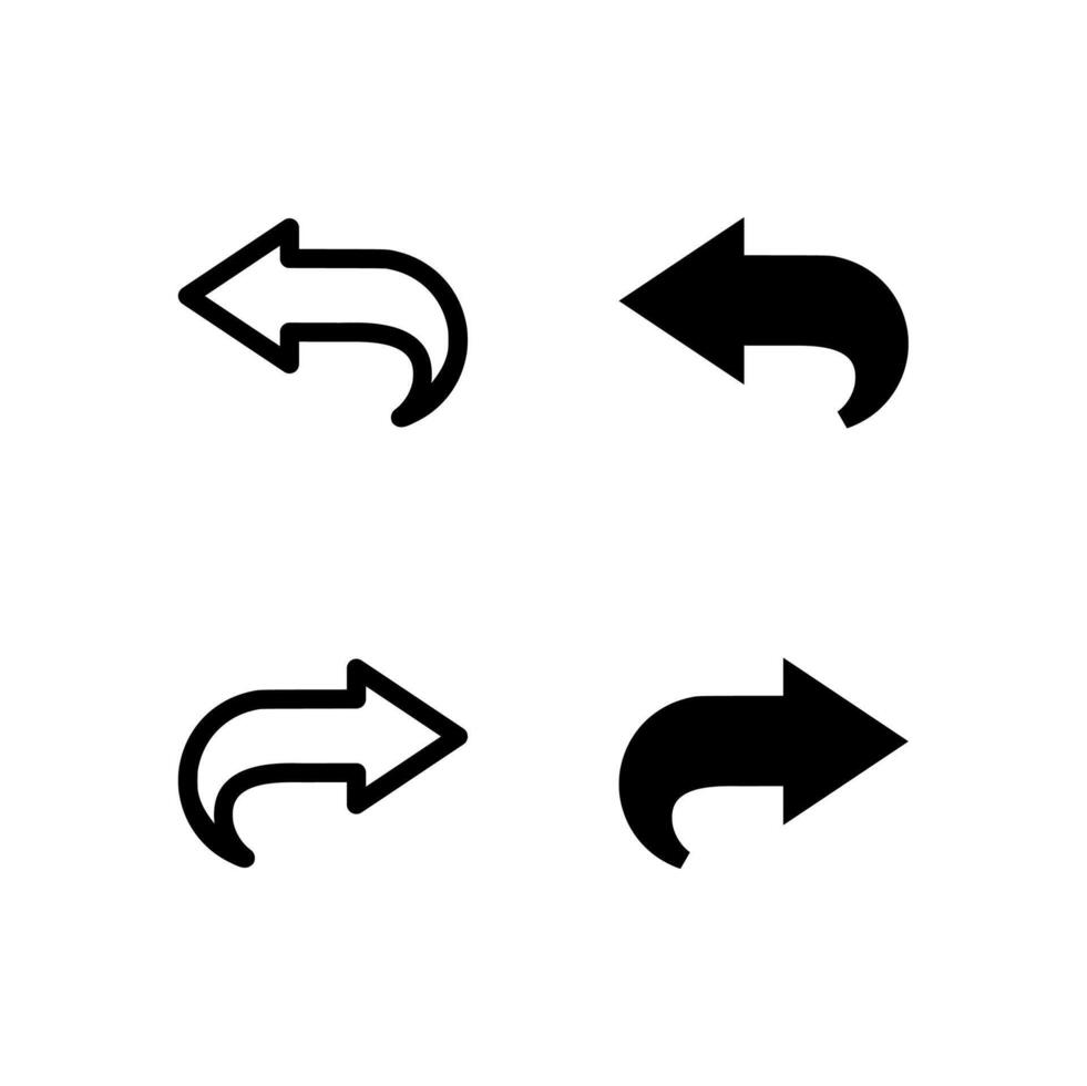 Undo and Redo Line and Solid Icons for Control and Tools vector