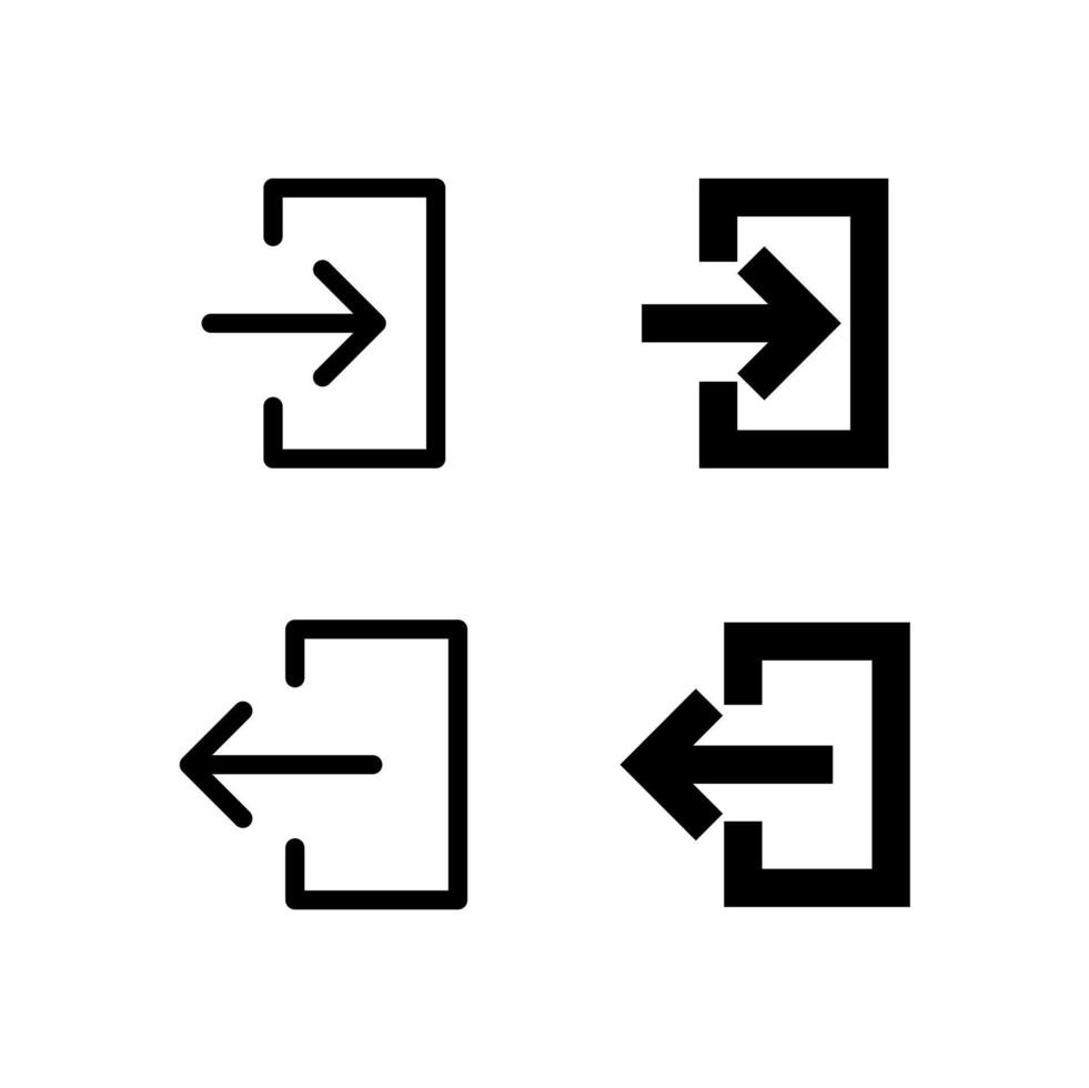 iniciar sesión y cerrar sesión línea y sólido icono conjunto para ui y aplicación diseño vector