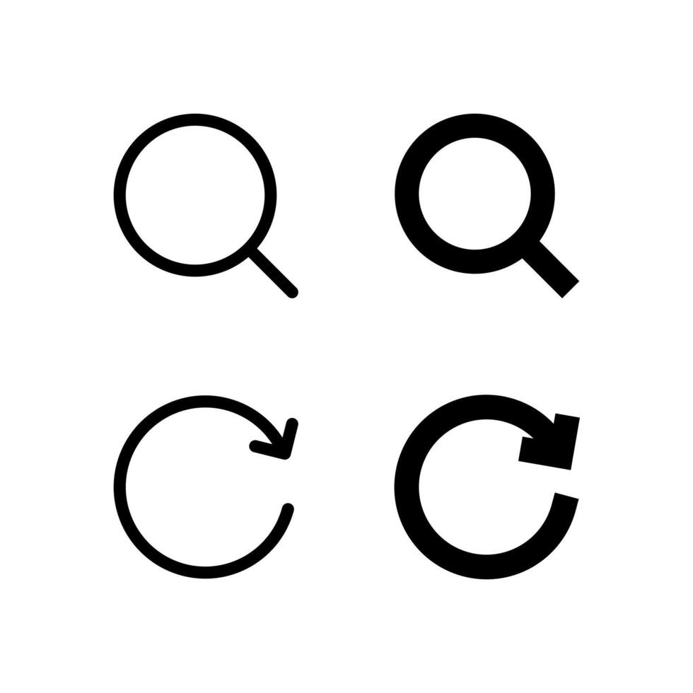 Search and Refresh Line and Solid Icons for Navigation and Tools vector