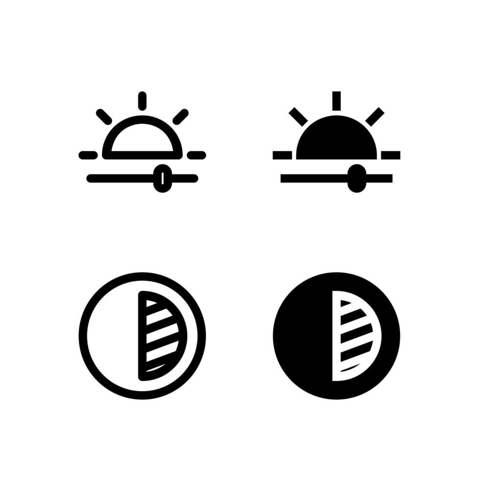 Creative Brightness and Contrast Icon Set for Modern Interface and UX Design vector