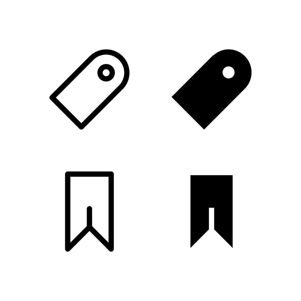 Tag and Bookmark Icon Collection for App and Web UI Design vector