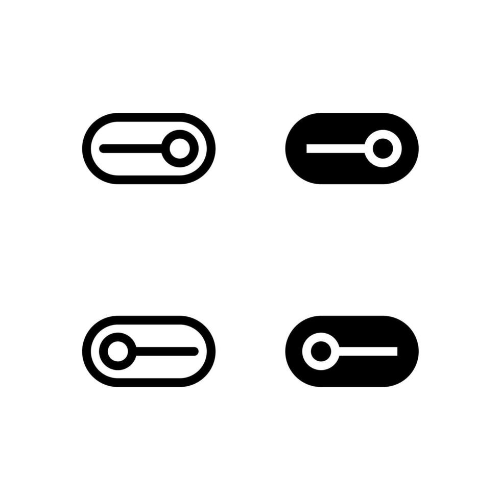 Toggle On and Toggle Off Icons Solid and Line for Dashboard and Interface Projects vector