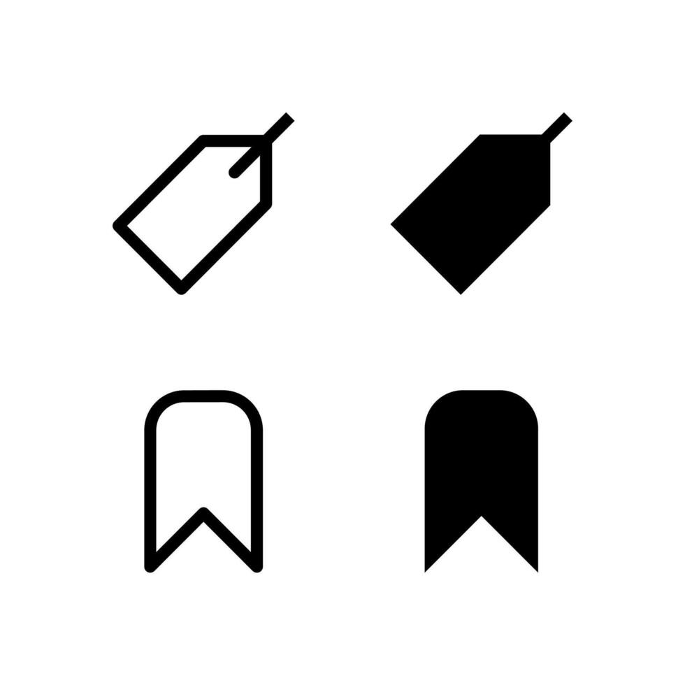Modern Tag and Bookmark Icons Solid and Line for Dashboard and Interface vector