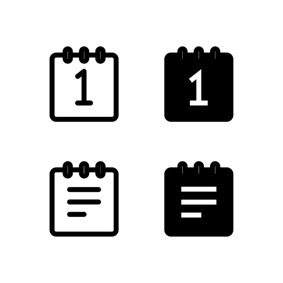 Date and Schedule Icons Solid and Line for Dashboard and Interface Projects vector