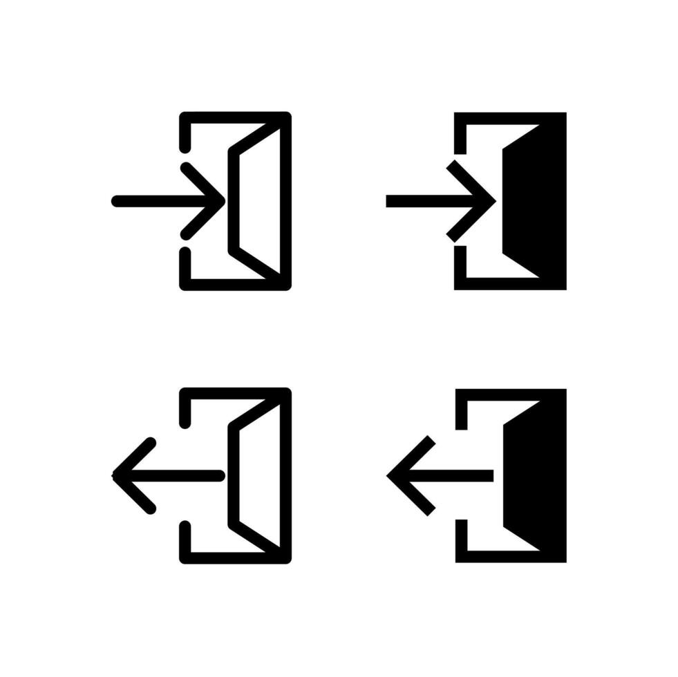 UI Login and Logout Icon Collection Line and Solid for App Design vector