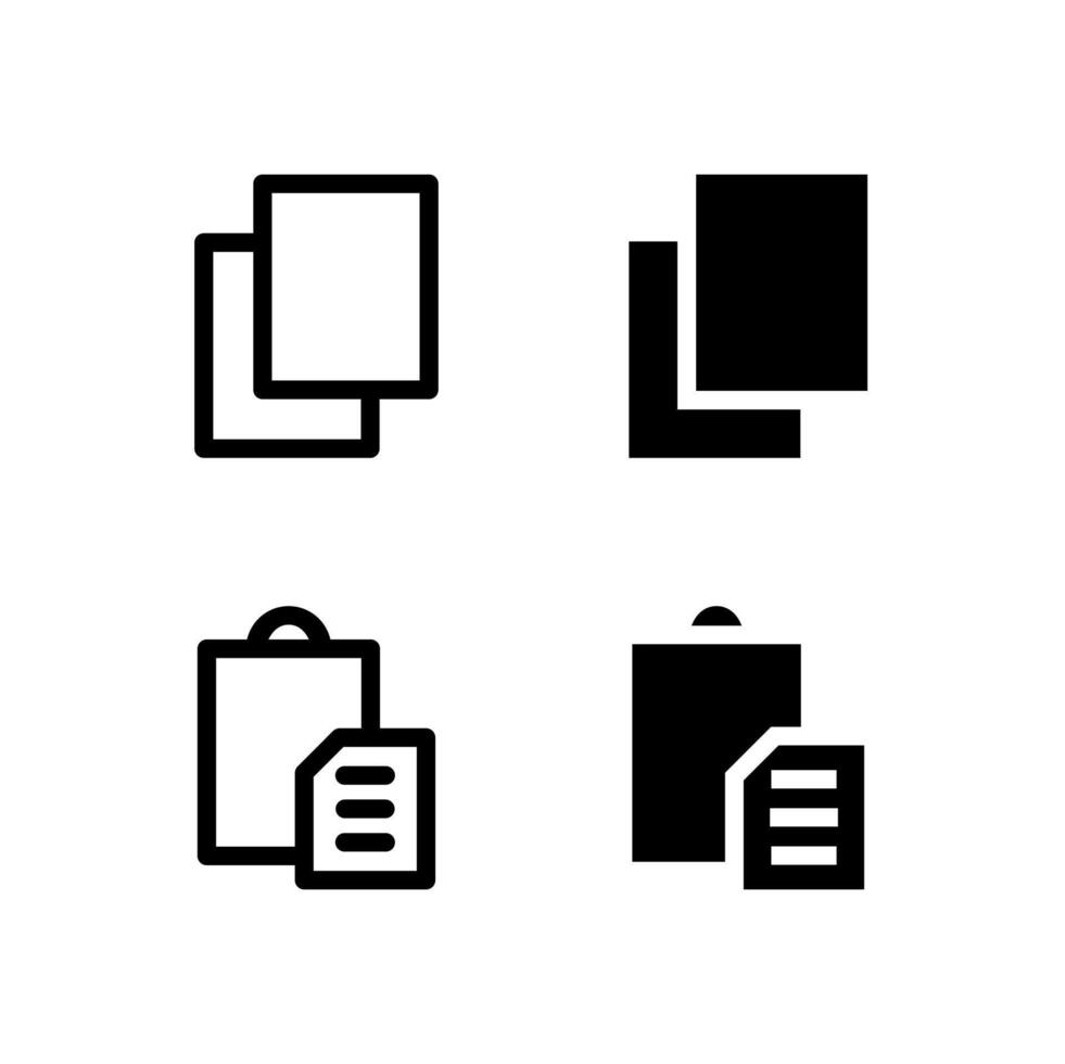 Copy and Paste Line and Solid Icons for Control and Tools vector