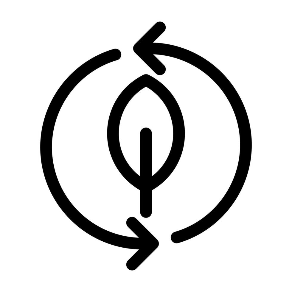 A simple line icon of a leaf within the recycle symbol, for nature conservation. vector