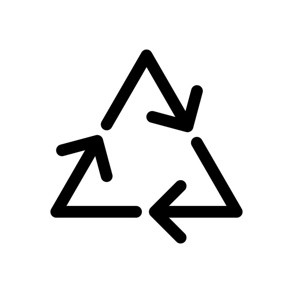 A linear graphic of three circular arrows, representing the recycle loop. vector