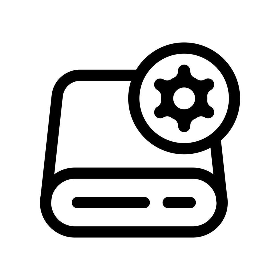 un lineal gráfico de un carpeta con un engranaje, simbolizando sistema configuración o configuración. vector