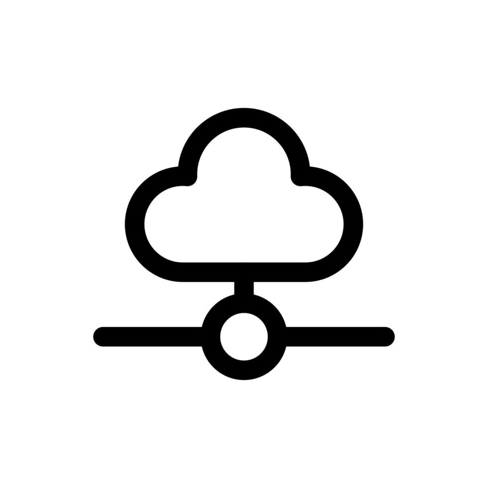 un contorno icono de un nube conectado a un servidor unidad, representando conectado nube. vector