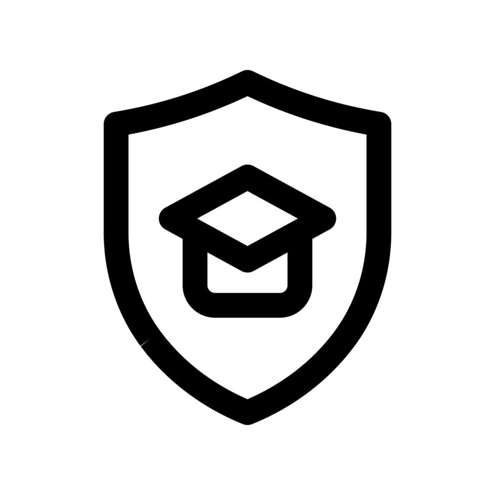 A line style icon of a shield with a check mark symbolizing security assurance or safe status. vector