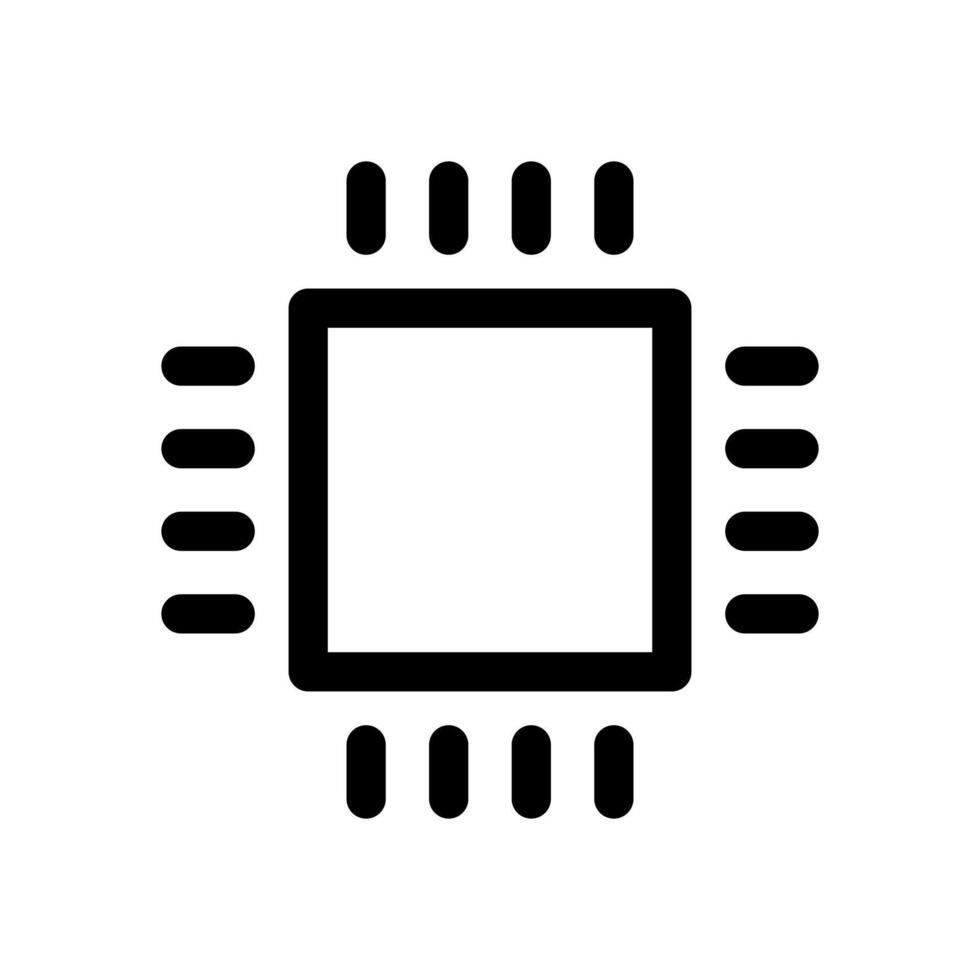 un sencillo línea icono de un integrado circuito o procesador conjunto de chips vector