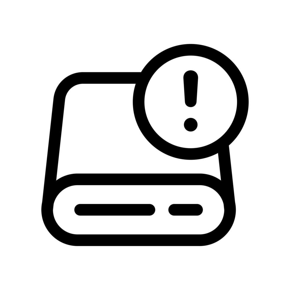 A linear graphic of a server with a cross, signifying a server error or connection failure. vector