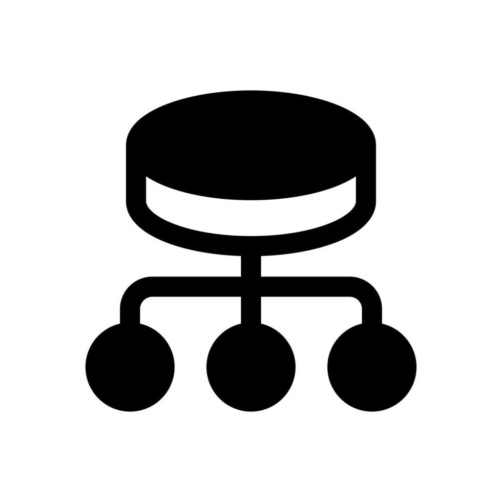 un sencillo lleno icono de un base de datos conectado a un red estructura. vector