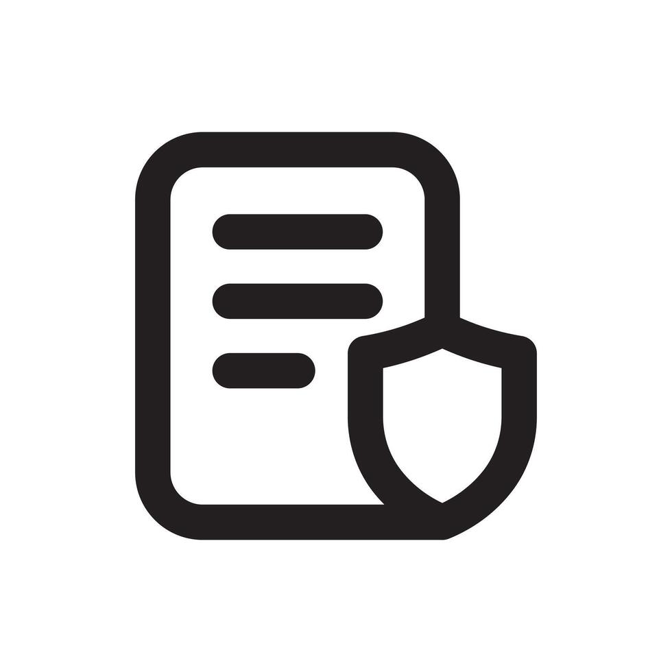 un línea estilo icono de un proteger con un documento simbolizando archivo seguridad o documento proteccion. vector