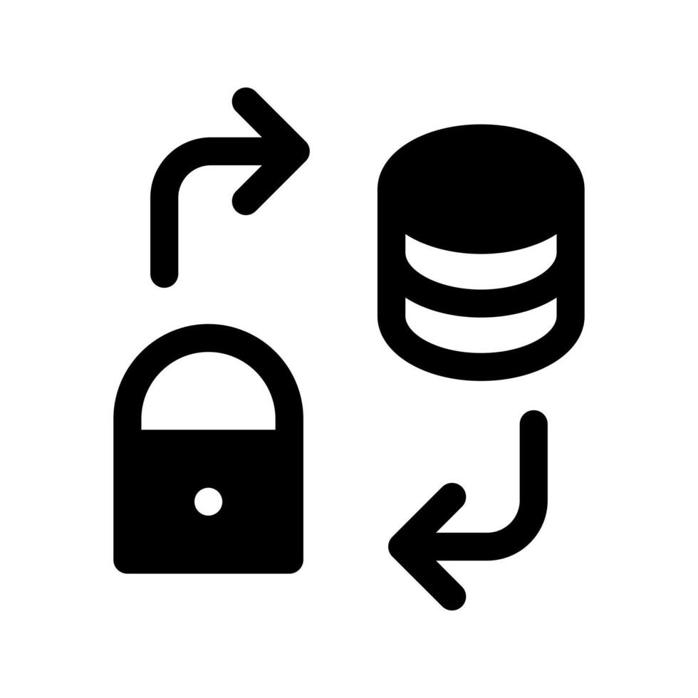 A simple filled icon of a server with a key, symbolizing server key or access control. vector