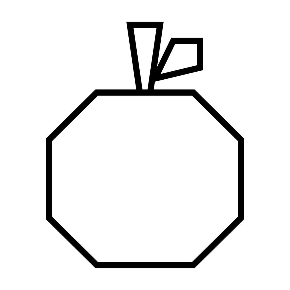 Geometric Orange Outline Polygonal Angular Citrus Fruit Icon vector