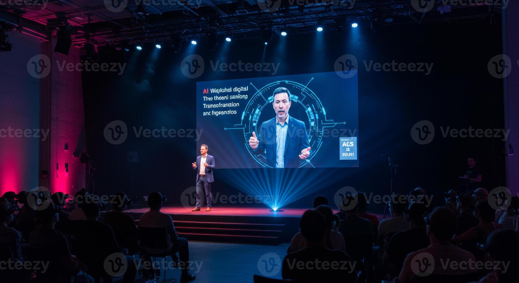 Engaging tech conference presentation with dynamic speakers and audience interaction photo