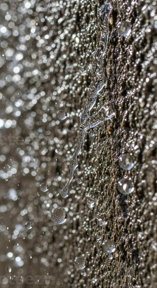 Close up abstract texture of shattered glass with intricate spiderweb cracks and reflective light patterns photo