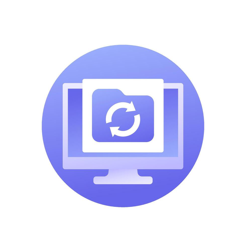 data recovery icon with folder and computer vector