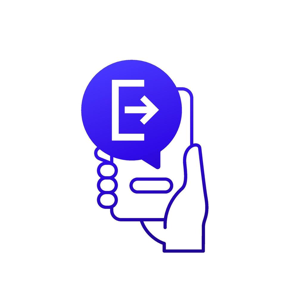 logout icon with phone in hand vector
