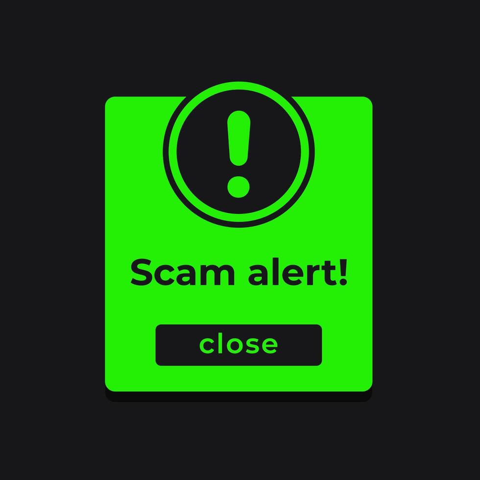 Scam alert window, ui design vector