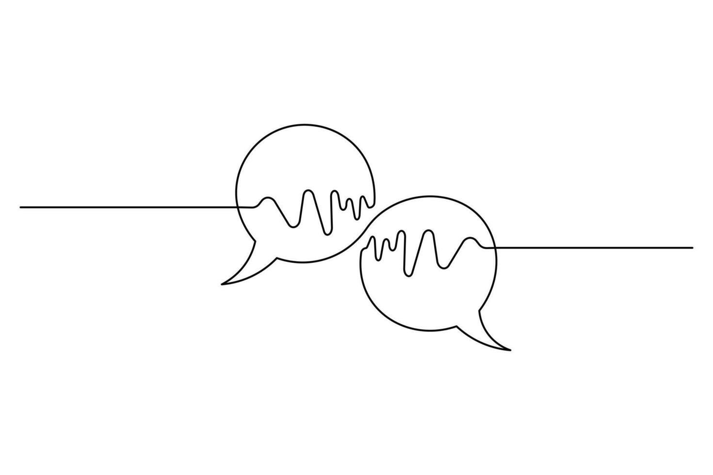 Speech bubble continuous one line art drawing audio waveform dialogue speech bubble illustration. vector