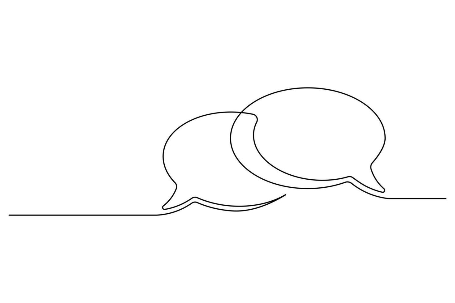 Speech bubble continuous one line art drawing interactive dialogue speech bubble illustration. vector