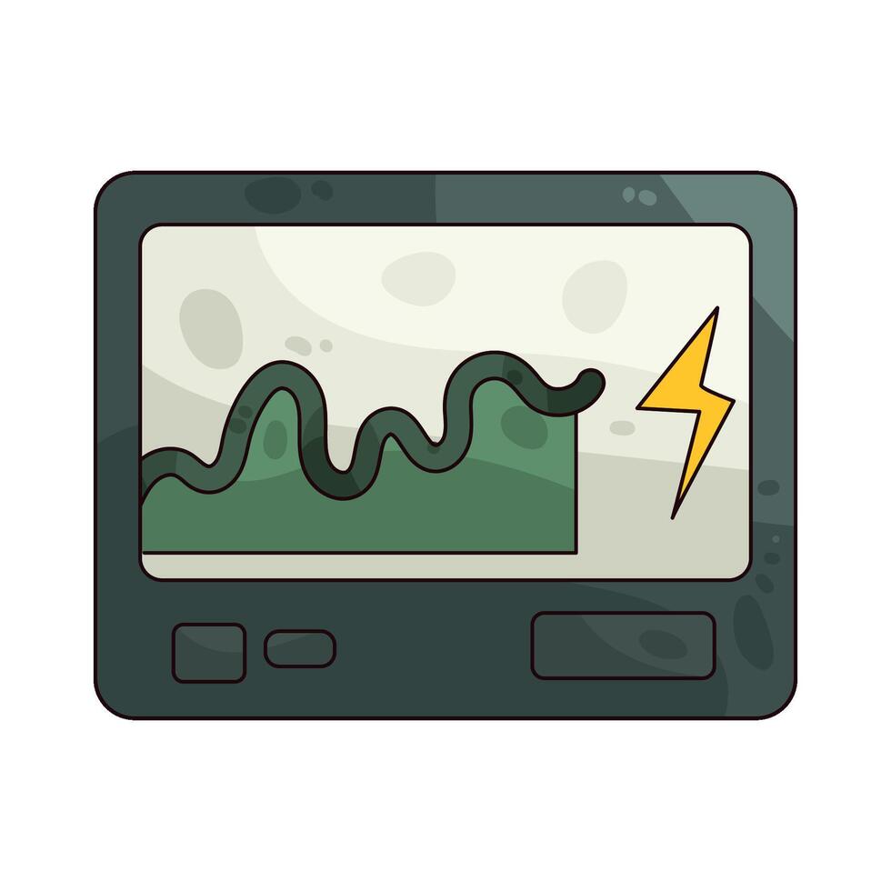 Monitor displaying data graph with energy vector