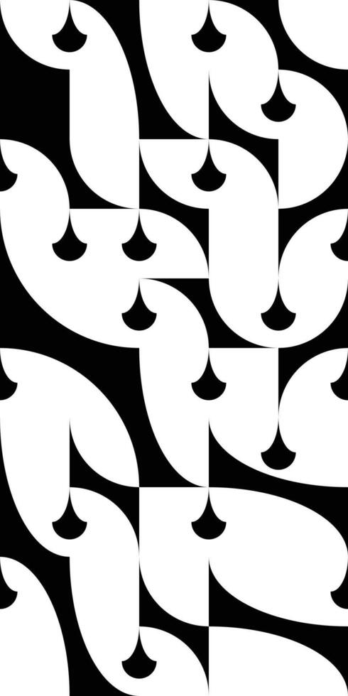 Graphic overlap black and white composition of simple dribble shapes in modular grid. Bauhaus pattern, minimal design with sharp and smooth curve lines, melted drip semicircles details vector
