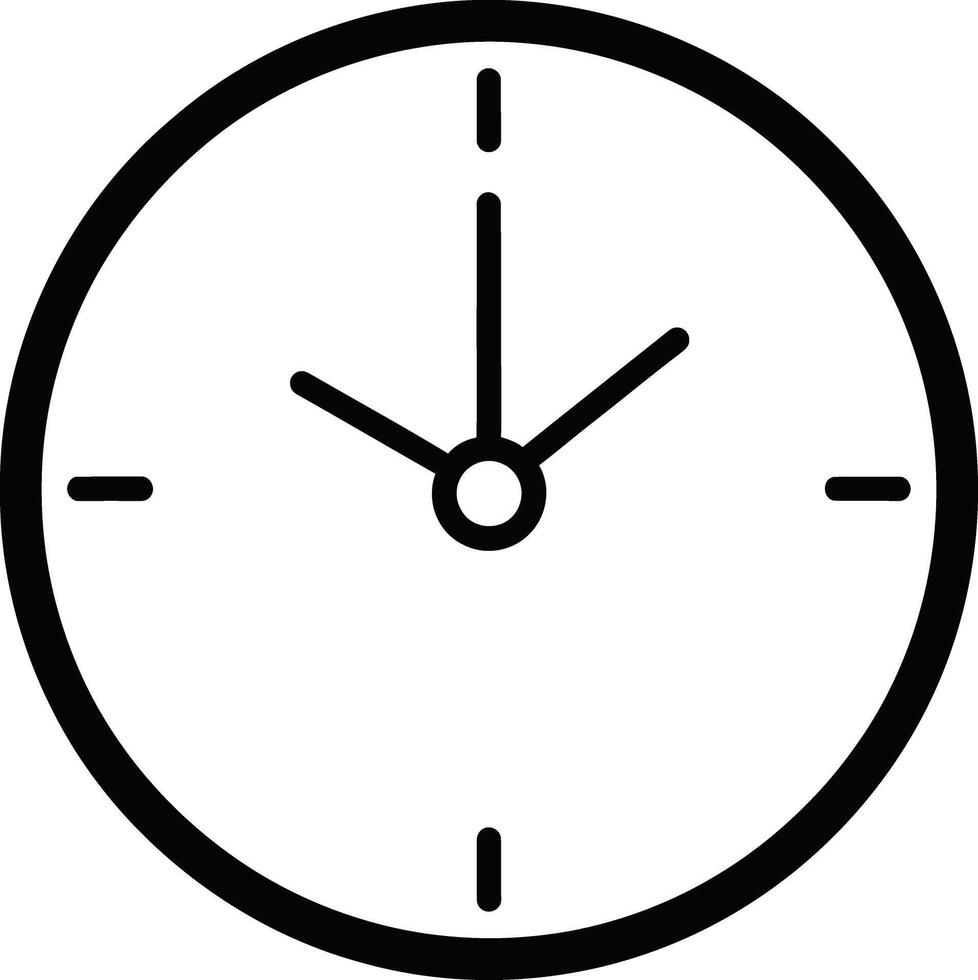 Clock icon representing time management, deadlines, and scheduling in a minimalist design vector