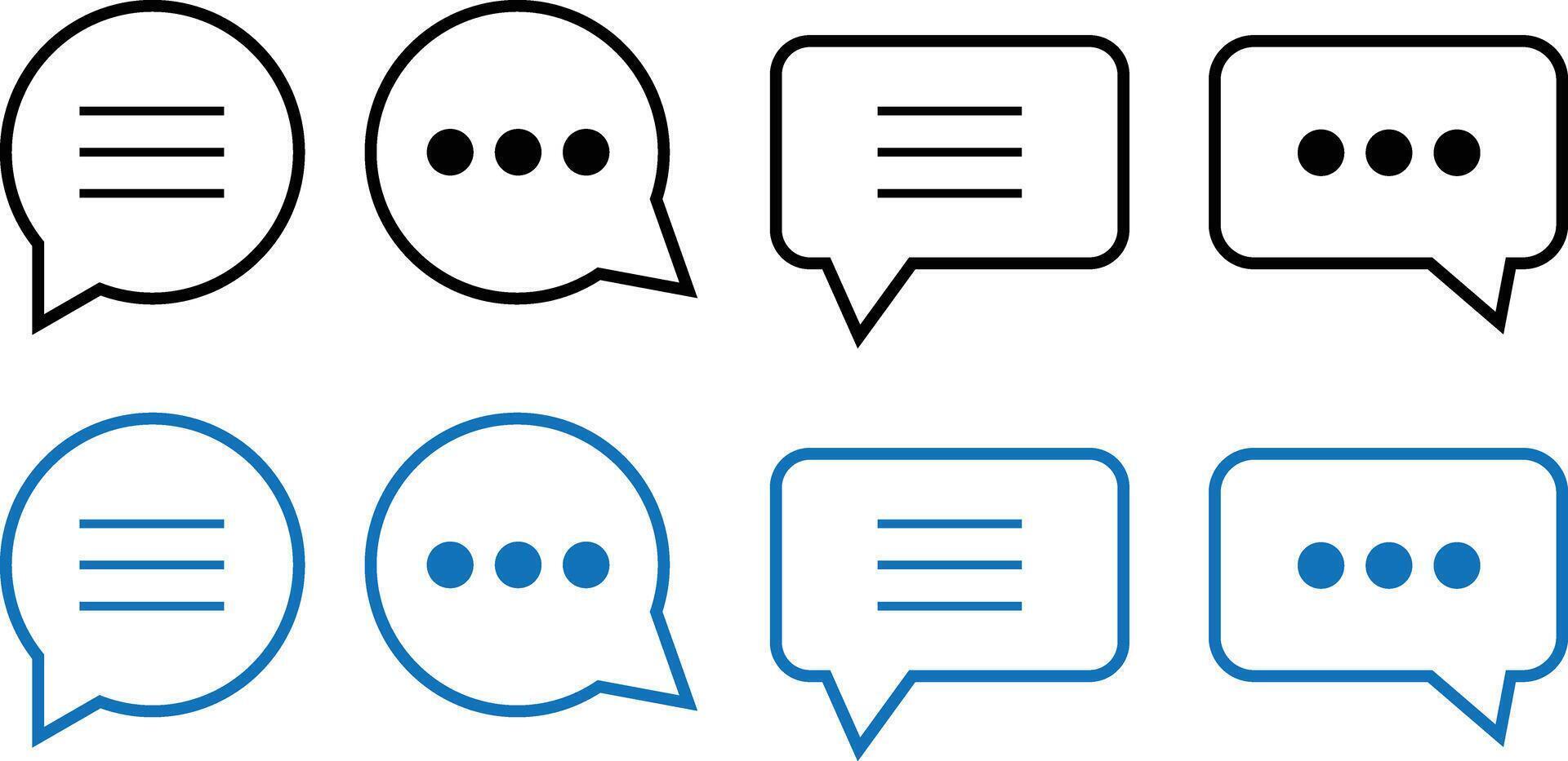 Set of Chat Message Bubbles Icon. Communication icons. Hamburger web. List menu sign. App burger icon. three horizontal bars vector