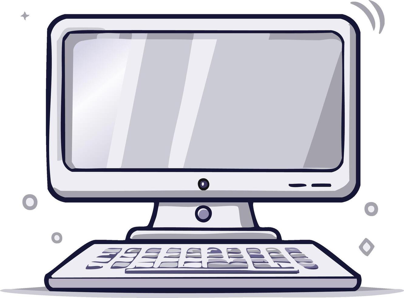 Modern computer with keyboard and screen display graphic illustration vector