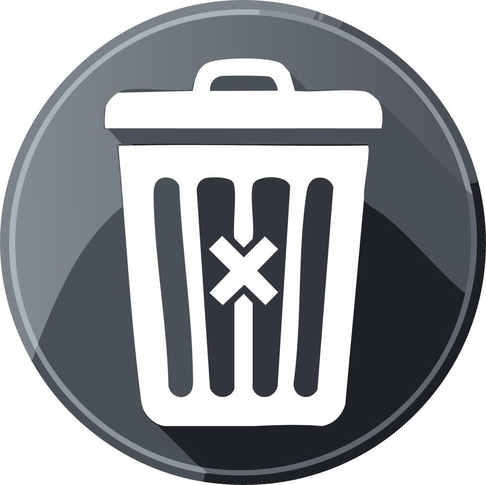 Delete icon with trash can and x symbol on circular dark background vector