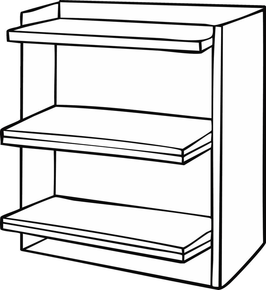 Simple three-shelf unit illustration with clean lines and open design vector