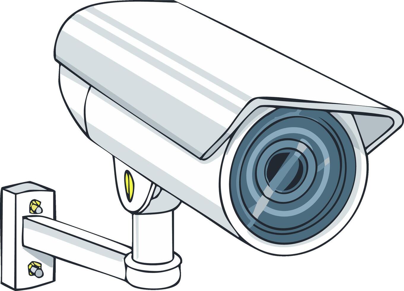 White bullet security camera with bracket for home and business surveillance monitoring vector