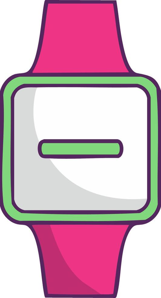 Stylized Smart Watch Icon with Pink Strap and Soft Color Palette for Modern Tech Designs vector