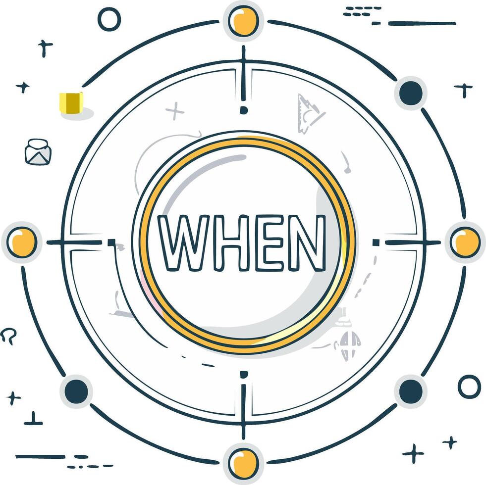 Abstract Question When Concept Illustration with Circular Timeline Elements vector