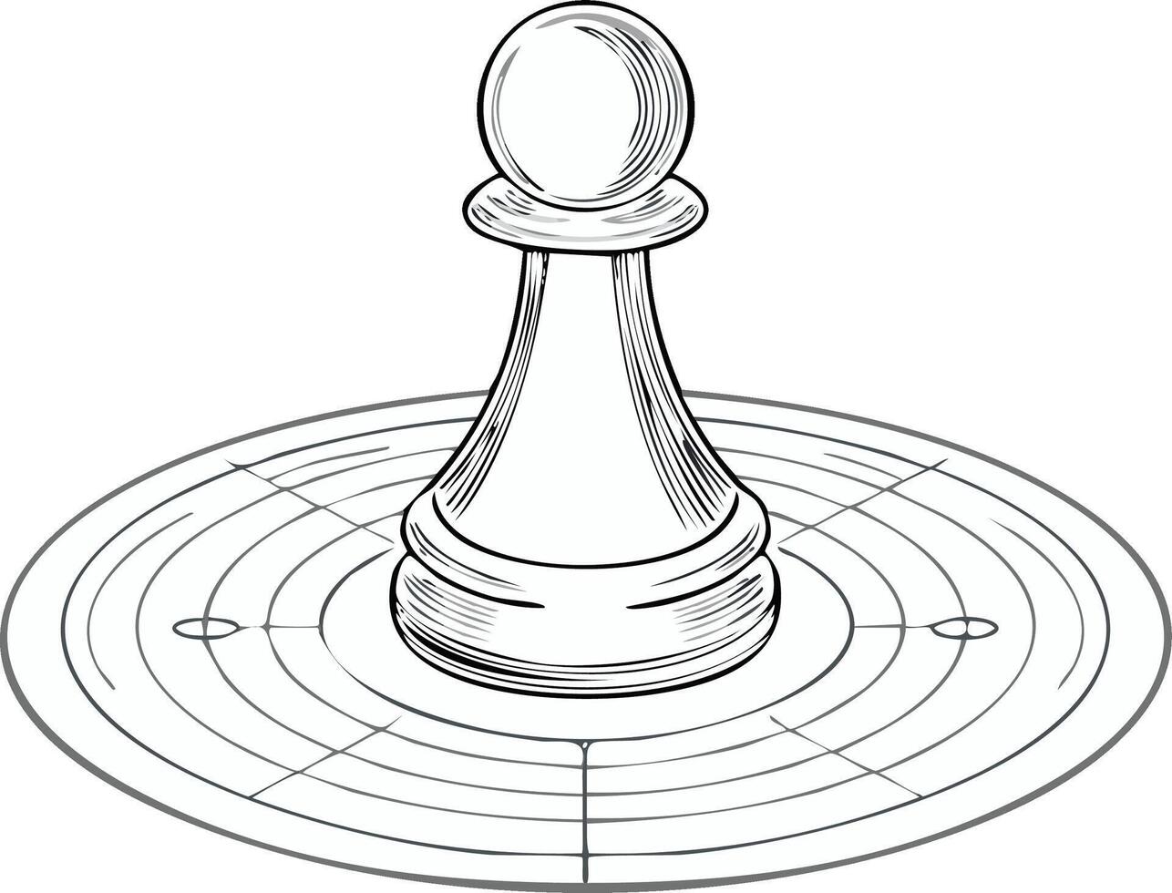 Illustration of a chess pawn on a circular target, symbolizing strategy and focused goals vector