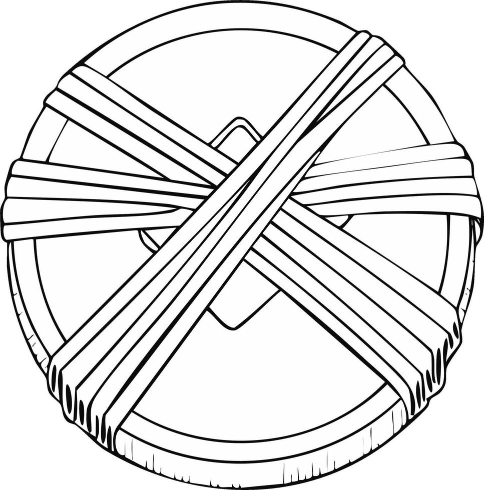 Circular object wrapped with horizontal and diagonal bands illustration vector