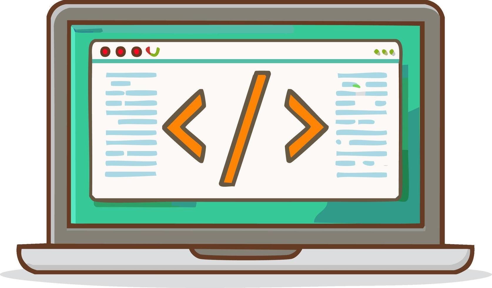 Laptop displaying programming code on a browser window illustration vector