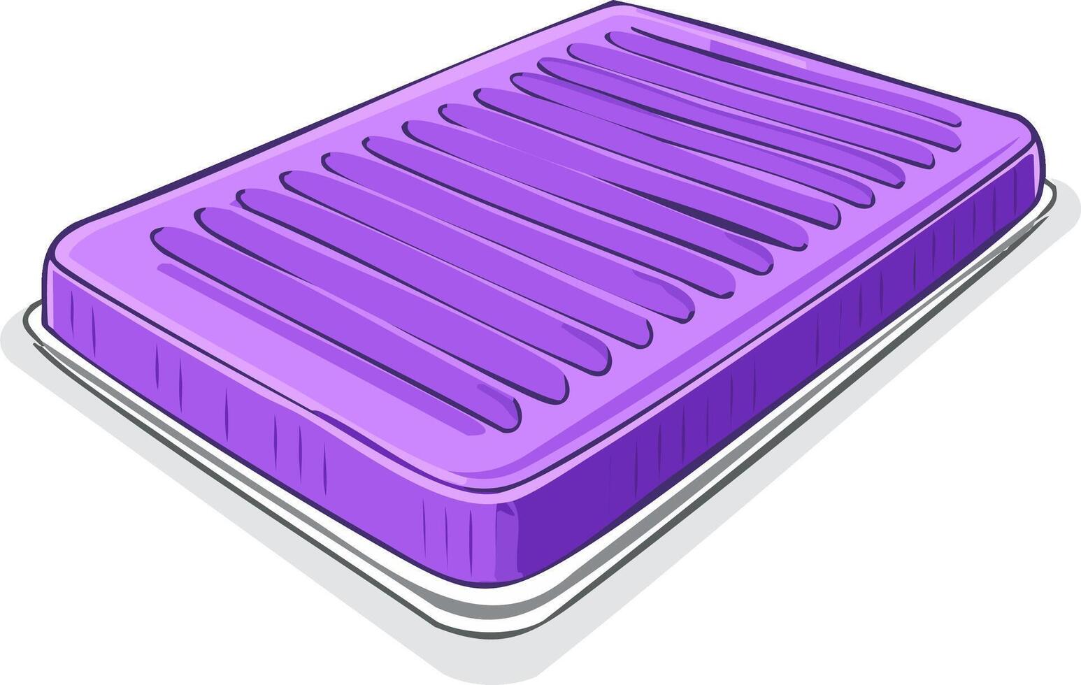 Stylized Illustration of a Rectangular Purple Air Mattress with Groove Pattern vector