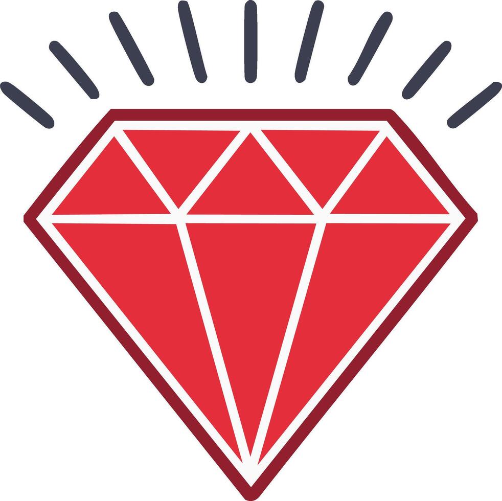Red Gemstone Graphic Shining with Sparkles in a Flat Design Style vector