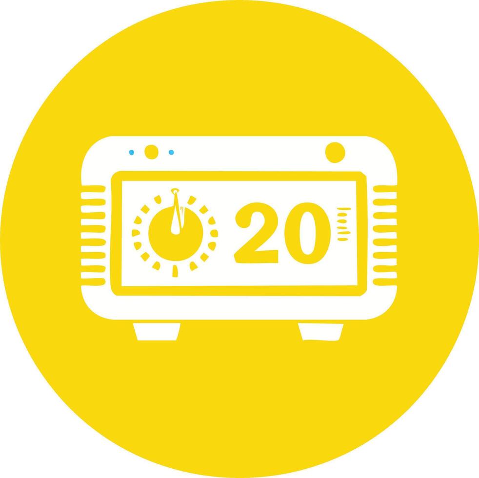 A simple flat icon of a digital timer or alarm clock showing the number 20 representing a countdown or deadline vector